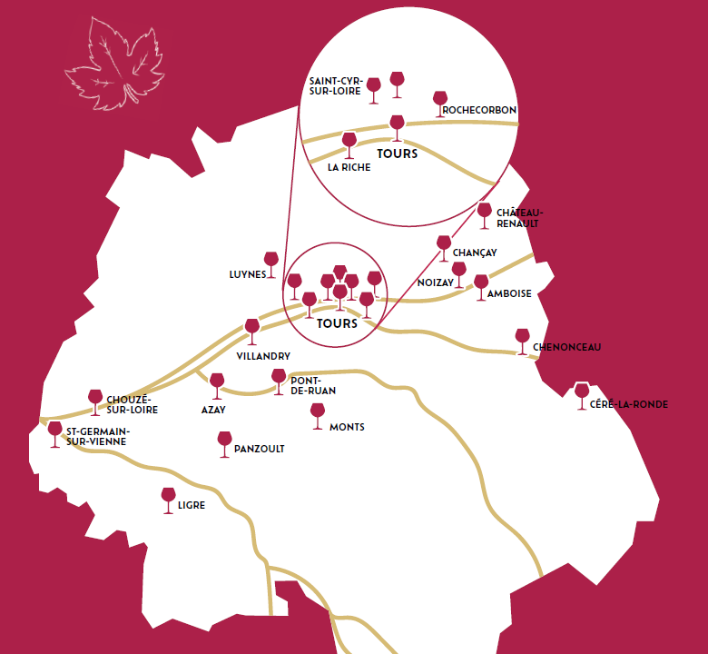 Carte des rendez-vous 7 vins 7 lieux insolites en Touraine