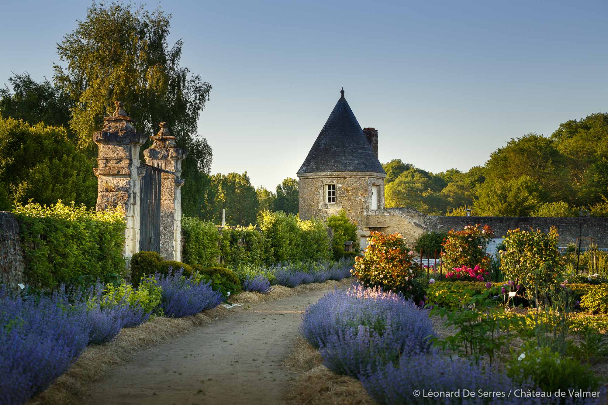 Château de Valmer. Il y a le ciel, le soleil et la pierre.