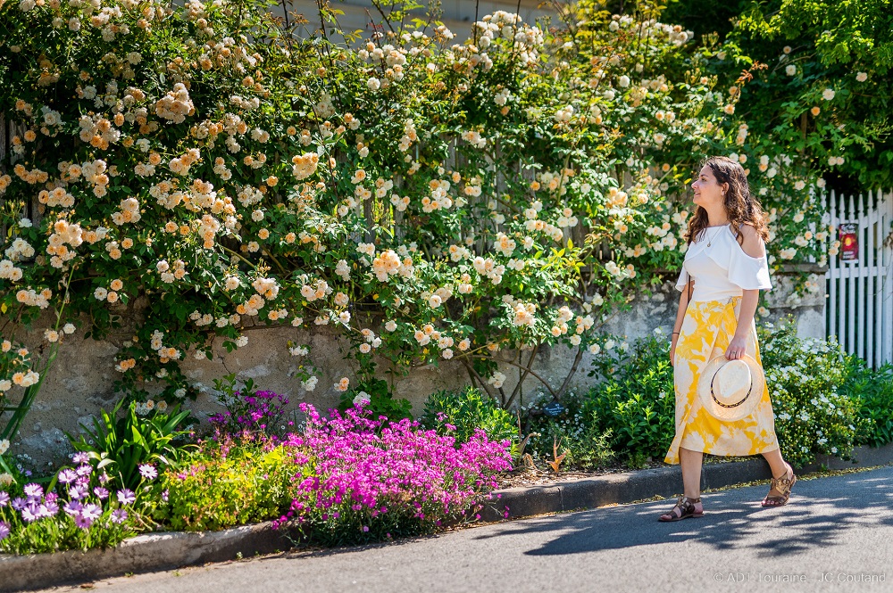 idée de sortie en indre et loire ce week-end : Le charme des rosiers dans les rues du village de Chédigny. France